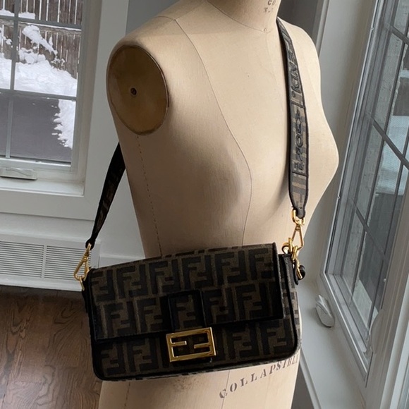 Monogram Black and Brown Crossbody Bag with Gold Accents - Picture 11 of 13